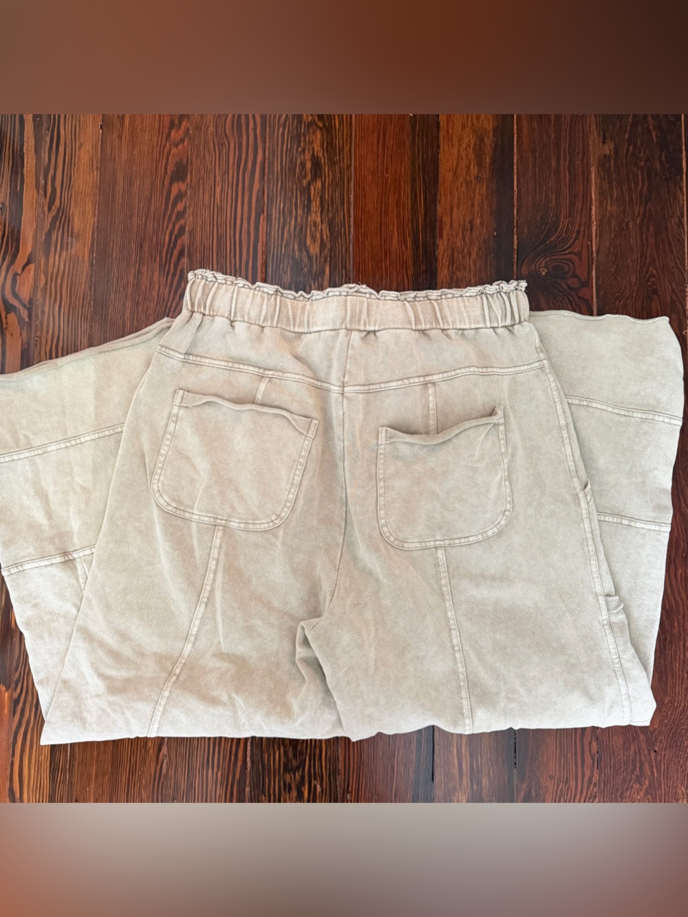 Three Bird Nest Wide-Leg Cropped Drawstring Pants in Taupe - Picture 6 of 7
